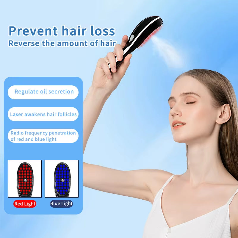 Peine Vibrador Con Spray Para Crecimiento Capilar
