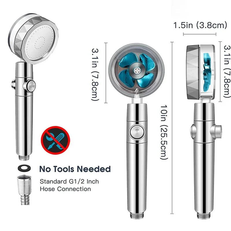 Cabezal De Ducha Turbo Ahorrador De Agua