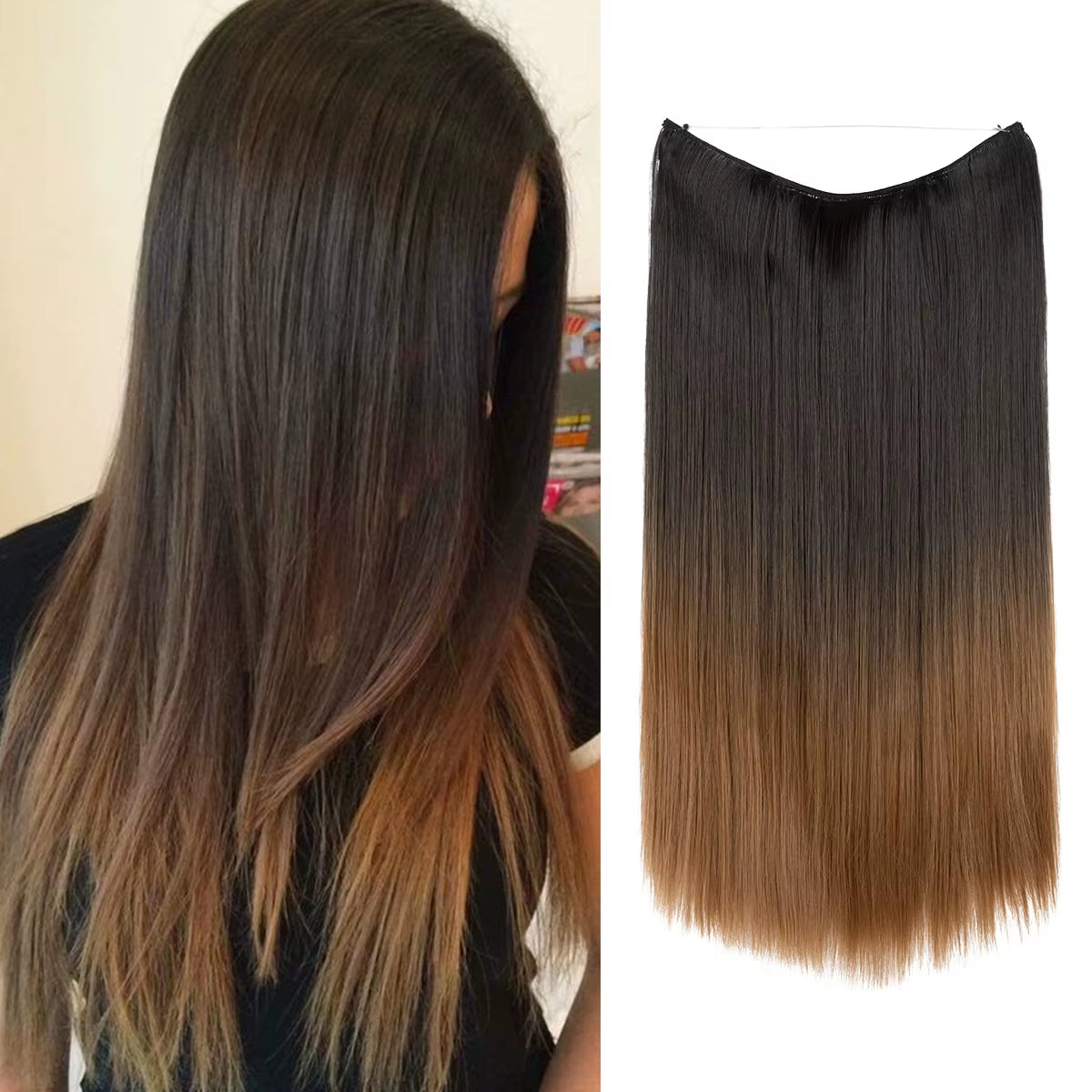 Extensión De Cabello Sintética Sin Clips