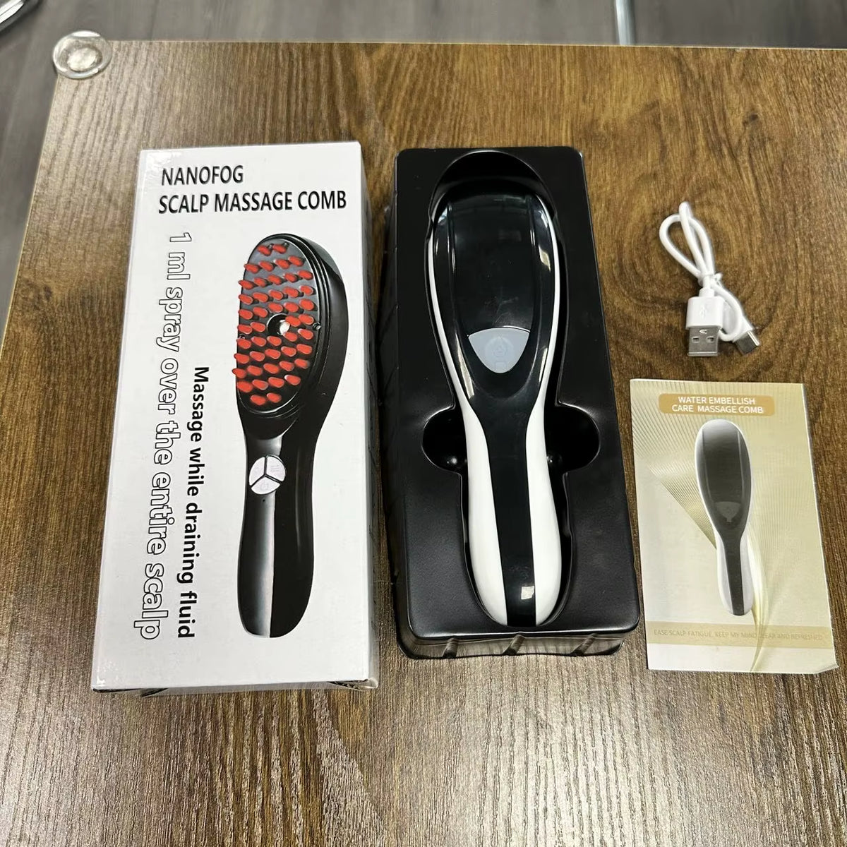 Peine Vibrador Con Spray Para Crecimiento Capilar