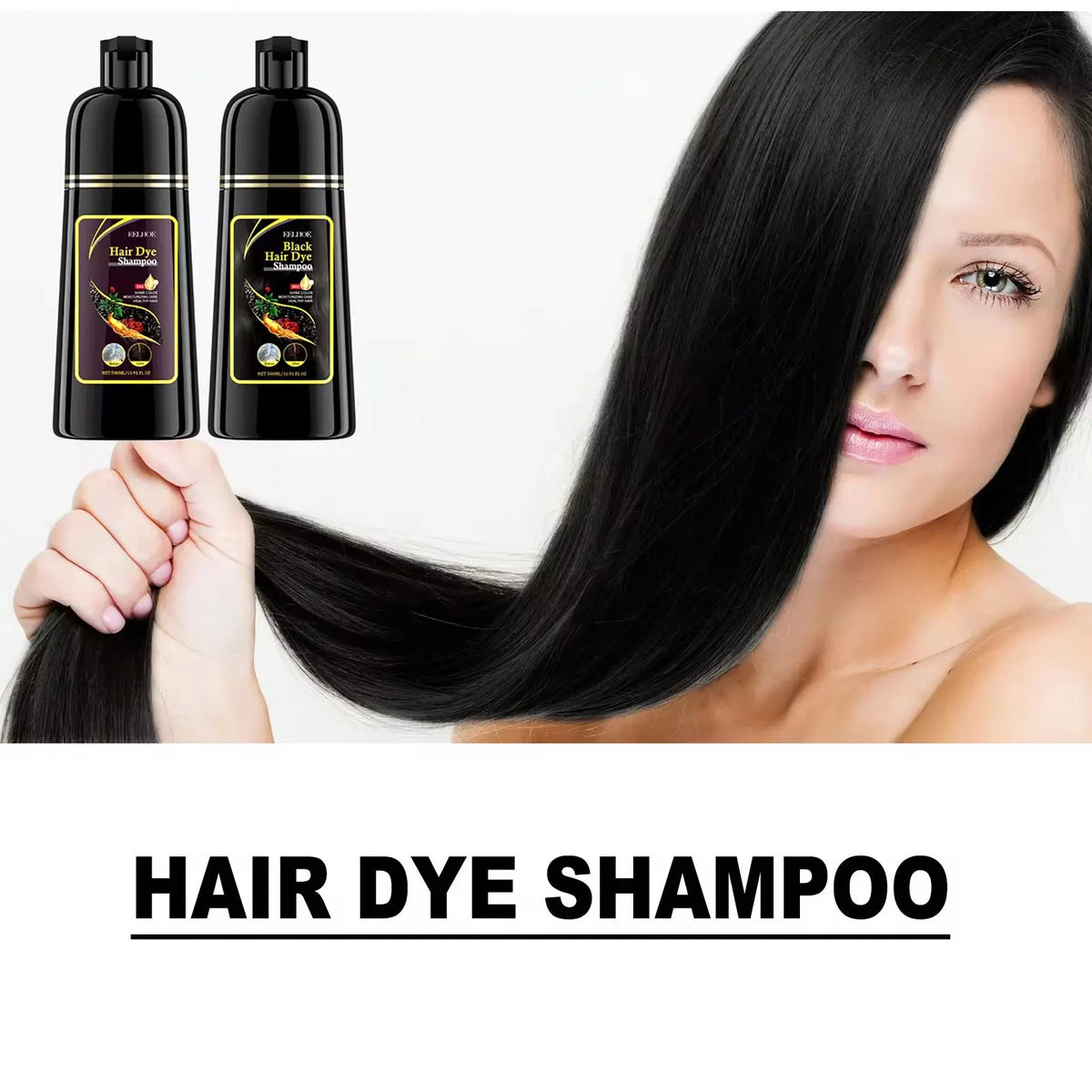 Champú Tinte Negro 3 En 1 Para Cabello