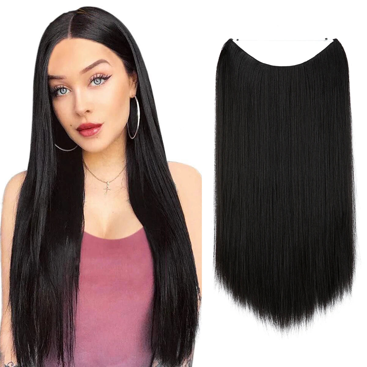 Extensión De Cabello Sintética Sin Clips