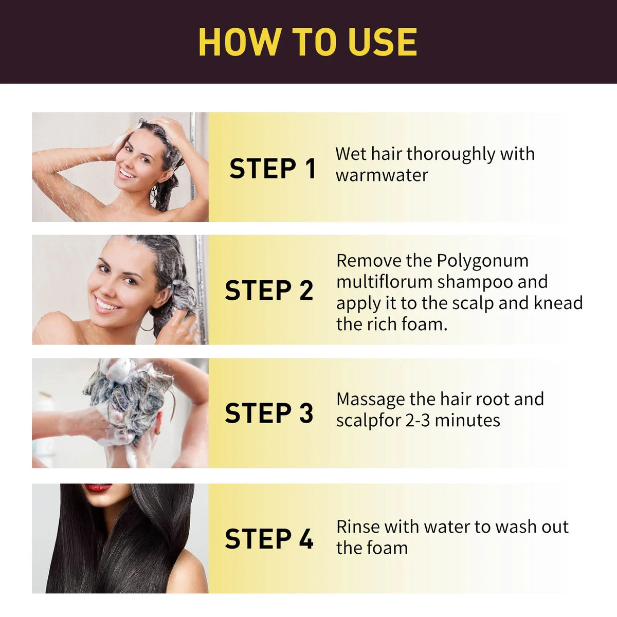Champú Tinte Negro 3 En 1 Para Cabello