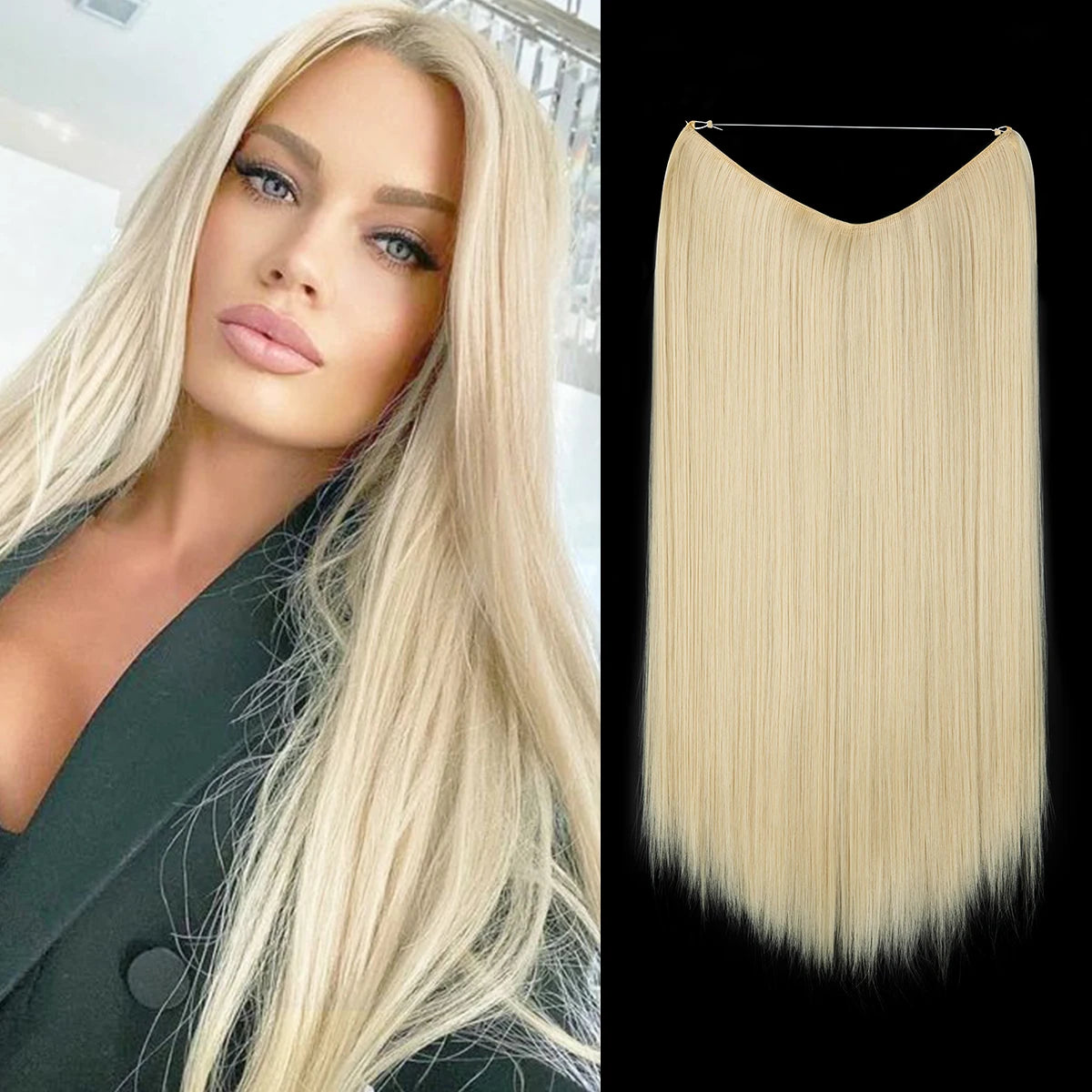 Extensión De Cabello Sintética Sin Clips