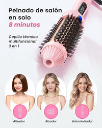 Cepillo Térmico Iónico Alisador Y Rizador
